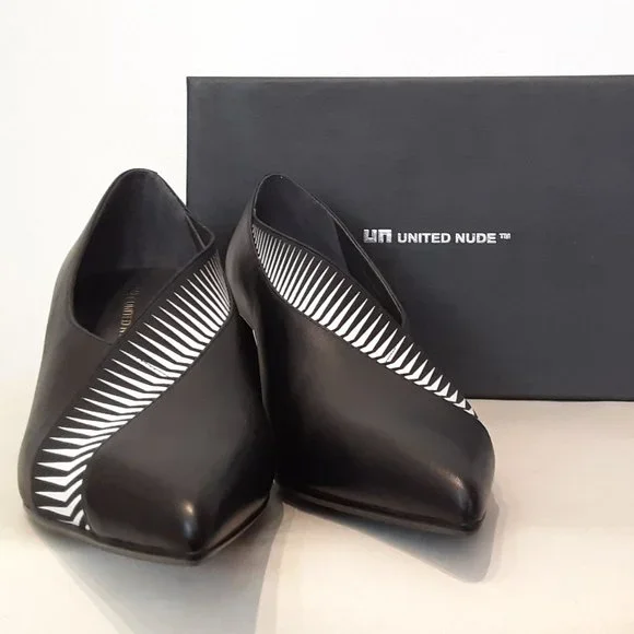 NIB UN UNITED NUDE ZINK PEEK PUMP MID HEEL IN BLACK - Picture 1 of 8